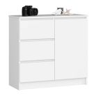 Fiókos komód hálószoba nappali bútor 80x35x77 cm fehér GW-03