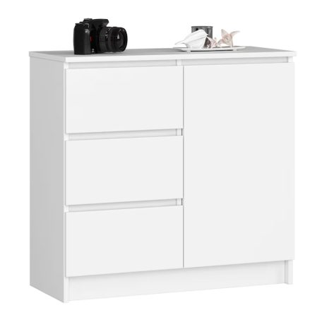Fiókos komód hálószoba nappali bútor 80x35x77 cm fehér GW-03