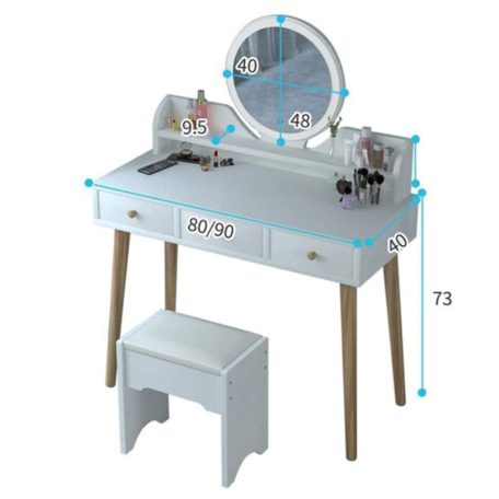 Fésülködőasztal öltözőasztal sminkasztal 73 x 40 x 80 cm BC HT-1501