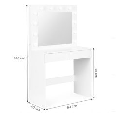 Fésülködőasztal sminkasztal 140 x 40 x 80 cm BC HT16-2