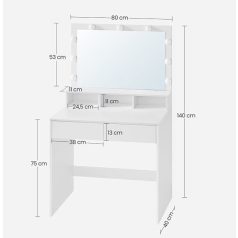Fésülködőasztal sminkasztal 140 x 40 x 80 cm BC HT16-3