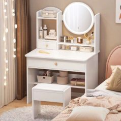   Fésülködőasztal sminkasztal LED világítással 120 x 40 x 60 cm BC HT17-2