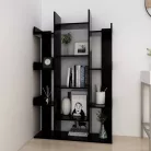 Polcos tároló könyvespolc 86x25x140cm fekete KH06-2