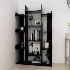 Polcos tároló könyvespolc 86x25x140cm fekete KH06-2