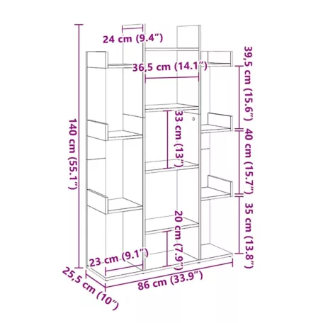 Polcos tároló könyvespolc 86x25x140cm barna KH06-3