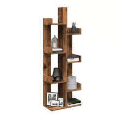 Polcos tároló könyvespolc 48x25x140cm barna KH07-1