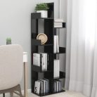 Polcos tároló könyvespolc 48x25x140cm fekete KH07-4