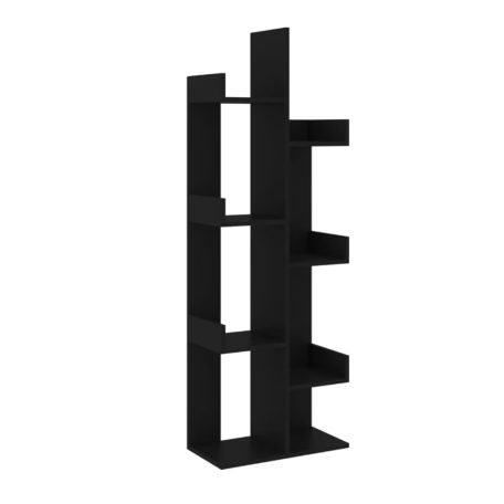 Polcos tároló könyvespolc 48x25x140cm fekete KH07-4