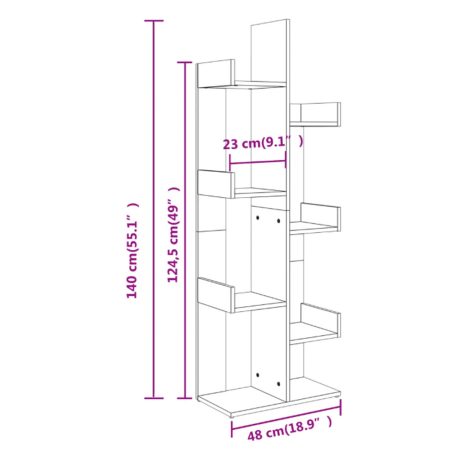 Polcos tároló könyvespolc 48x25x140cm fekete KH07-4
