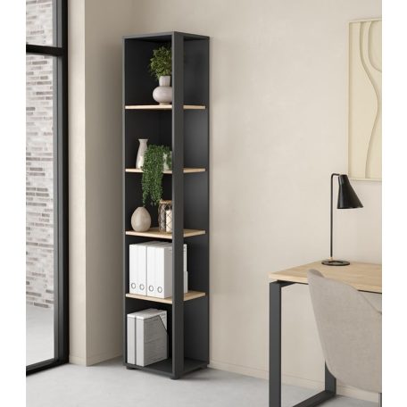 Polcos tároló könyvespolc 36x36x180cm fekete KH09-1