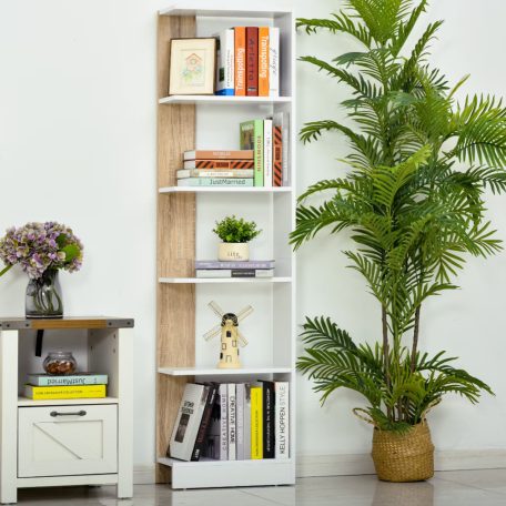 Polcos tároló könyvespolc 45x21x170cm fehér KH10-1