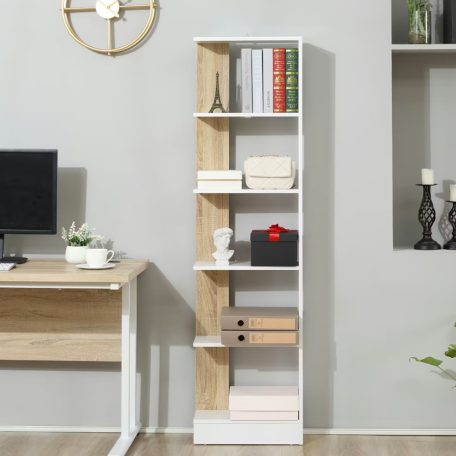 Polcos tároló könyvespolc 45x21x170cm fehér KH10-1