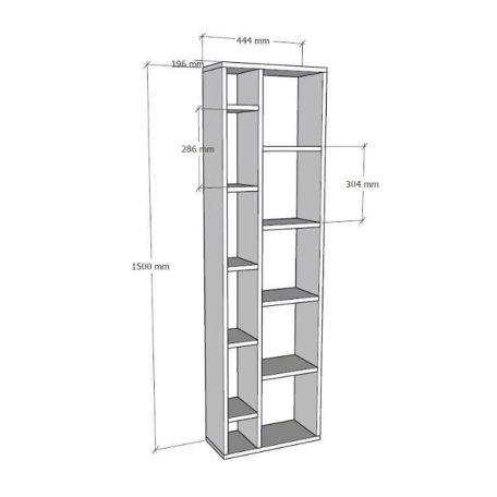 Polcos tároló könyvespolc 45x20x150cm barna KH11-1
