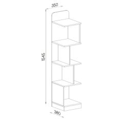 Polcos tároló könyvespolc 38x35x155cm fehér KH13-1