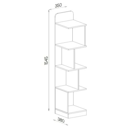 Polcos tároló könyvespolc 38x35x155cm fehér KH13-1