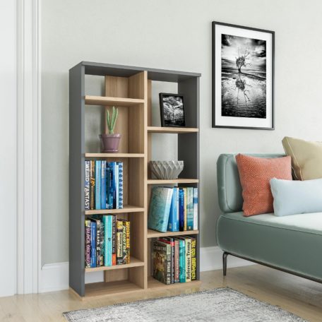 Polcos tároló könyvespolc 72x25x124cm szürke KH14-2