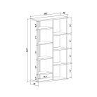 Polcos tároló könyvespolc 72x25x124cm szürke KH14-2