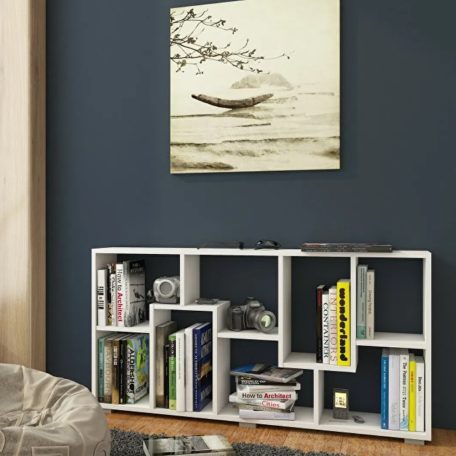 Polcos tároló könyvespolc 120x20x60cm fehér KH16-2