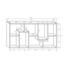Polcos tároló könyvespolc 120x20x60cm fehér KH16-2