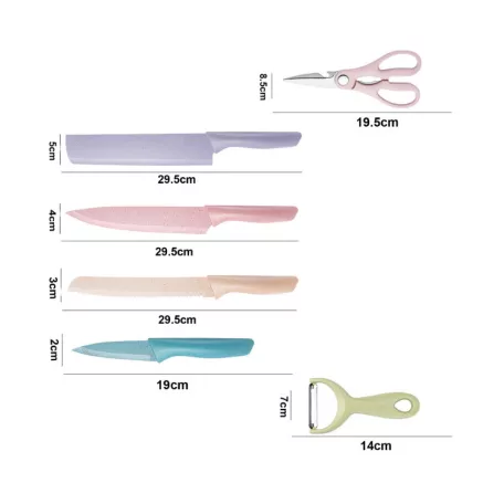 6 db-os színes konyhai késkészlet KS03