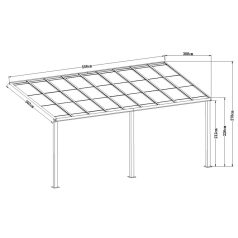   Féltetős alumínium pergola 303 cm x 558 cm antracit P-550-1
