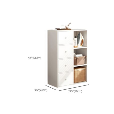 Komód hálószoba nappali bútor 4 ajtós szekrény 50x24x106 cm fehér PN02