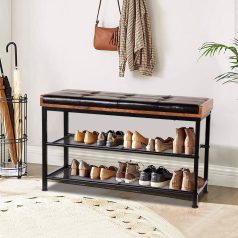   Cipőtartó párnázott cipőpad 2 polccal 80 x 30 x 48 cm BC STL-01