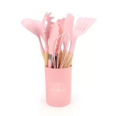 12 részes szilikon konyhai eszközök pink T06