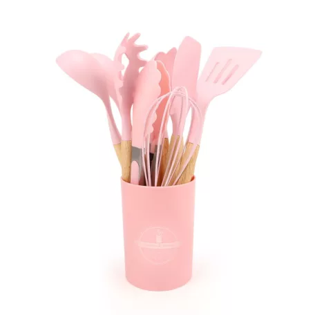 12 részes szilikon konyhai eszközök pink T06